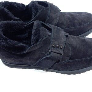 Stuart Weitzman Black Suede Lug Sole Loafers in Size 8 1/2N